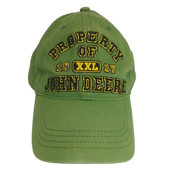 John Deere Green Property Of XXL Embroidered Snapback Baseball Cap Hat Mens OSFM